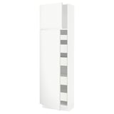 SEKTION / MAXIMERA High cb w 2 doors/shelves/5 drawers, white/Voxtorp matt white, 24x15x80 "