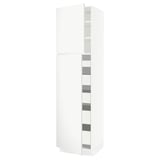SEKTION / MAXIMERA High cb w 2 doors/shelves/5 drawers, white/Voxtorp matt white, 24x24x90 "