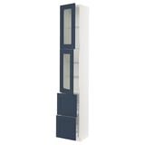 SEKTION / MAXIMERA High cb w 2 glass drs/2 drawers, white Axstad/matte blue, 15x15x90 "