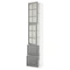 SEKTION / MAXIMERA High cb w 2 glass drs/2 drawers, white/Bodbyn gray, 18x15x90 "