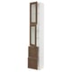 SEKTION / MAXIMERA High cb w 2 glass drs/2 drawers, white Enköping/brown walnut effect, 15x15x90 "