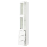 SEKTION / MAXIMERA High cb w 2 glass drs/3 drawers, white Enköping/white wood effect, 15x15x90 "