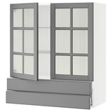 SEKTION / MAXIMERA Wall cab w 2 glass doors/2 drawers, white/Bodbyn gray, 36x15x40 "