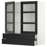 SEKTION / MAXIMERA Wall cab w 2 glass doors/2 drawers, white/Lerhyttan black stained, 36x15x40 "