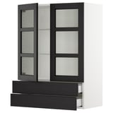 SEKTION / MAXIMERA Wall cab w 2 glass doors/2 drawers, white/Lerhyttan black stained, 30x15x40 "