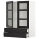 SEKTION / MAXIMERA Wall cab w 2 glass doors/2 drawers, white/Lerhyttan black stained, 30x15x40 "