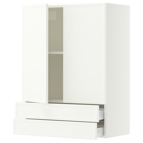 SEKTION / MAXIMERA Wall cabinet w 2 doors/2 drawers, white/Aspudden matt white, 30x15x40 "