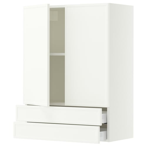 SEKTION / MAXIMERA Wall cabinet w 2 doors/2 drawers, white/Aspudden matt white, 30x15x40 "