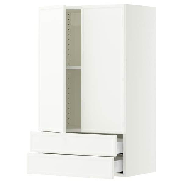 SEKTION / MAXIMERA Wall cabinet w 2 doors/2 drawers, white/Aspudden matt white, 24x15x40 "