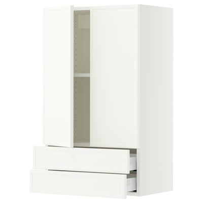 SEKTION / MAXIMERA Wall cabinet w 2 doors/2 drawers, white/Aspudden matt white, 24x15x40 "