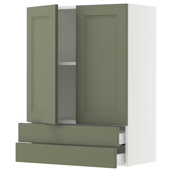 SEKTION / MAXIMERA Wall cabinet w 2 doors/2 drawers, white/Axstad gray-green, 30x15x40 "