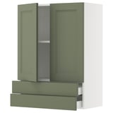 SEKTION / MAXIMERA Wall cabinet w 2 doors/2 drawers, white/Axstad gray-green, 30x15x40 "