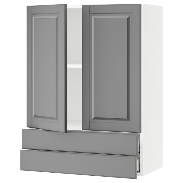 SEKTION / MAXIMERA Wall cabinet w 2 doors/2 drawers, white/Bodbyn gray, 30x15x40 "
