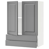 SEKTION / MAXIMERA Wall cabinet w 2 doors/2 drawers, white/Bodbyn gray, 30x15x40 "