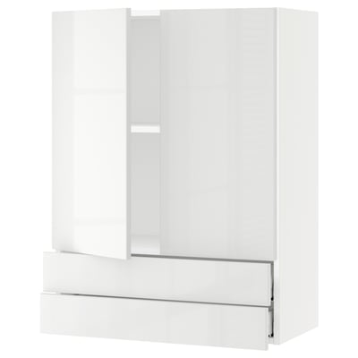 SEKTION / MAXIMERA Wall cabinet w 2 doors/2 drawers, white/Ringhult white, 30x15x40 "