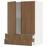 SEKTION / MAXIMERA Wall cabinet w 2 doors/2 drawers, white/Tistorp brown walnut effect, 30x15x40 "