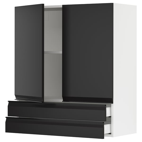 SEKTION / MAXIMERA Wall cabinet w 2 doors/2 drawers, white/Upplöv matt anthracite, 36x15x40 "