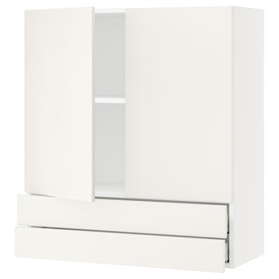 SEKTION / MAXIMERA Wall cabinet w 2 doors/2 drawers, white/Veddinge white, 36x15x40 "