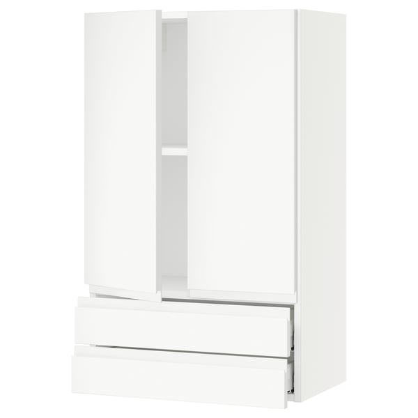 SEKTION / MAXIMERA Wall cabinet w 2 doors/2 drawers, white/Voxtorp matt white, 24x15x40 "