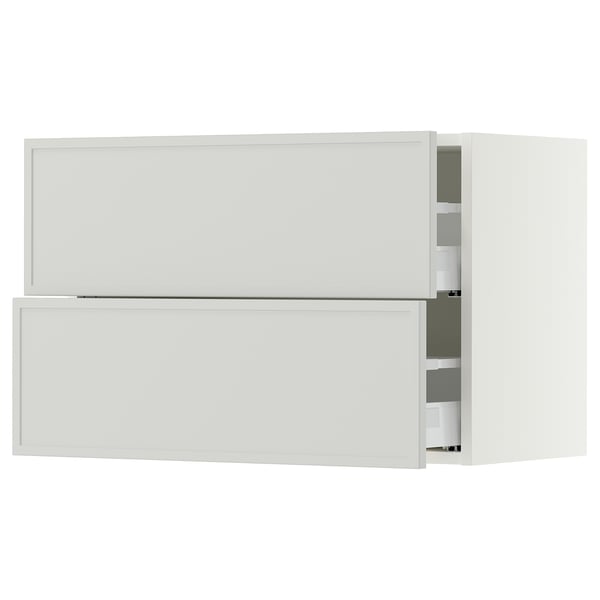 SEKTION / MAXIMERA Wall cabinet with 2 drawers, white/Aspudden light gray, 30x15x20 "