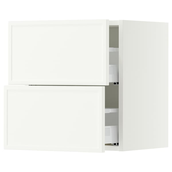 SEKTION / MAXIMERA Wall cabinet with 2 drawers, white/Aspudden matt white, 18x15x20 "