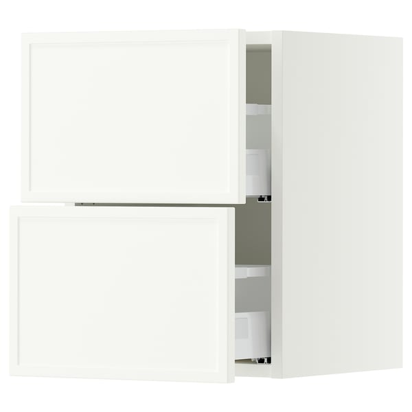 SEKTION / MAXIMERA Wall cabinet with 2 drawers, white/Aspudden matt white, 15x15x20 "