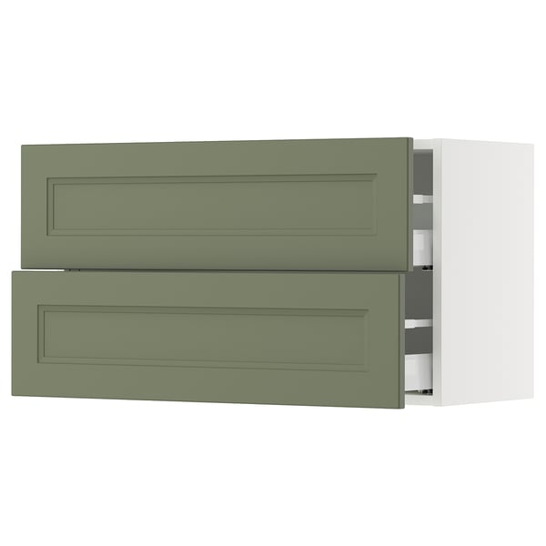 SEKTION / MAXIMERA Wall cabinet with 2 drawers, white/Axstad gray-green, 36x15x20 "