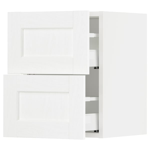SEKTION / MAXIMERA Wall cabinet with 2 drawers, white Enköping/white wood effect, 15x15x20 "