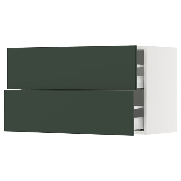 SEKTION / MAXIMERA Wall cabinet with 2 drawers, white/Havstorp deep green, 36x15x20 "