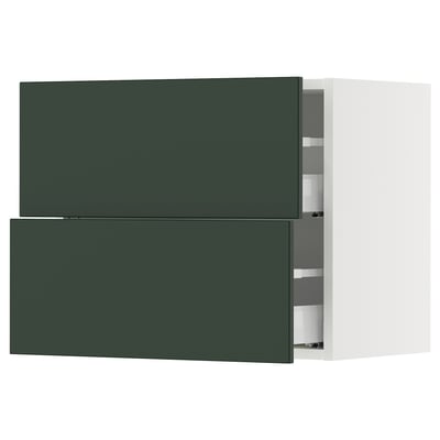 SEKTION / MAXIMERA Wall cabinet with 2 drawers, white/Havstorp deep green, 24x15x20 "