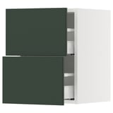 SEKTION / MAXIMERA Wall cabinet with 2 drawers, white/Havstorp deep green, 15x15x20 "