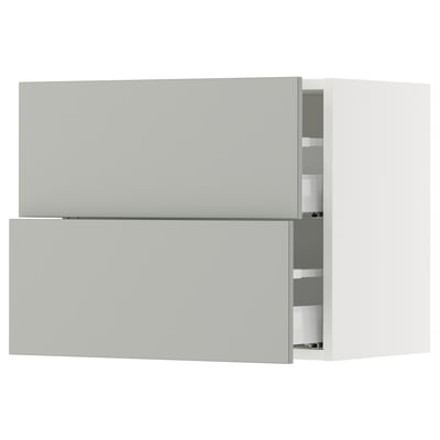 SEKTION / MAXIMERA Wall cabinet with 2 drawers, white/Havstorp light gray, 24x15x20 "