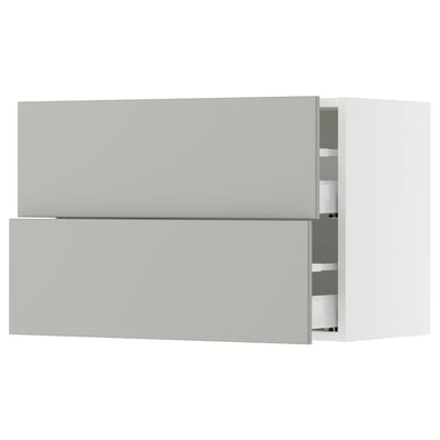 SEKTION / MAXIMERA Wall cabinet with 2 drawers, white/Havstorp light gray, 30x15x20 "