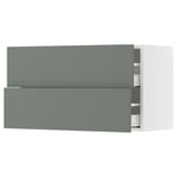 SEKTION / MAXIMERA Wall cabinet with 2 drawers, white/Nickebo matt grey-green, 36x15x20 "
