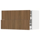 SEKTION / MAXIMERA Wall cabinet with 2 drawers, white/Tistorp brown walnut effect, 36x15x20 "