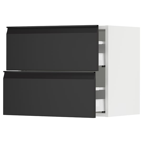 SEKTION / MAXIMERA Wall cabinet with 2 drawers, white/Upplöv matt anthracite, 24x15x20 "