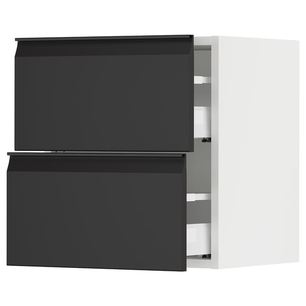 SEKTION / MAXIMERA Wall cabinet with 2 drawers, white/Upplöv matt anthracite, 18x15x20 "