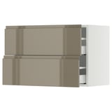SEKTION / MAXIMERA Wall cabinet with 2 drawers, white/Voxtorp high-gloss dark grey-brown, 30x15x20 "