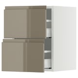 SEKTION / MAXIMERA Wall cabinet with 2 drawers, white/Voxtorp high-gloss dark grey-brown, 15x15x20 "