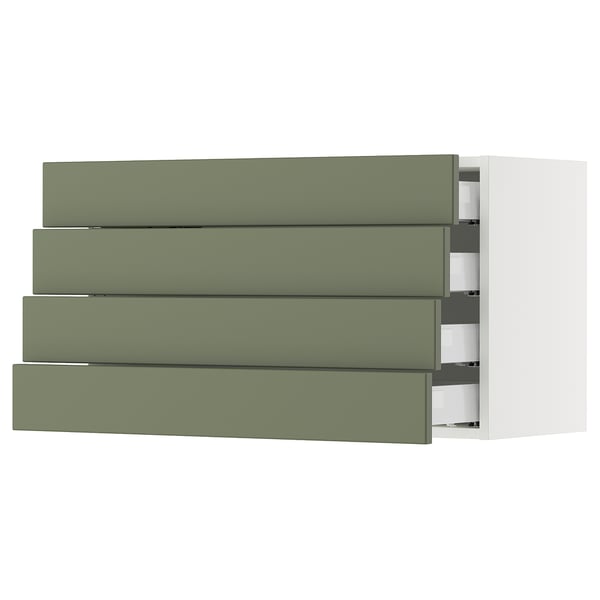 SEKTION / MAXIMERA Wall cabinet with 4 drawers, white/Axstad gray-green, 36x15x20 "