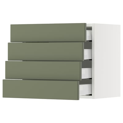 SEKTION / MAXIMERA Wall cabinet with 4 drawers, white/Axstad gray-green, 24x15x20 "
