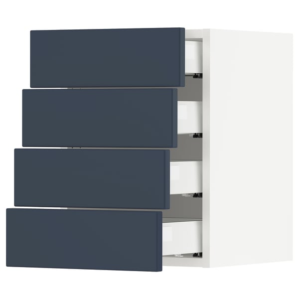 SEKTION / MAXIMERA Wall cabinet with 4 drawers, white Axstad/matte blue, 15x15x20 "