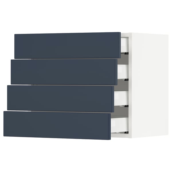 SEKTION / MAXIMERA Wall cabinet with 4 drawers, white Axstad/matte blue, 24x15x20 "