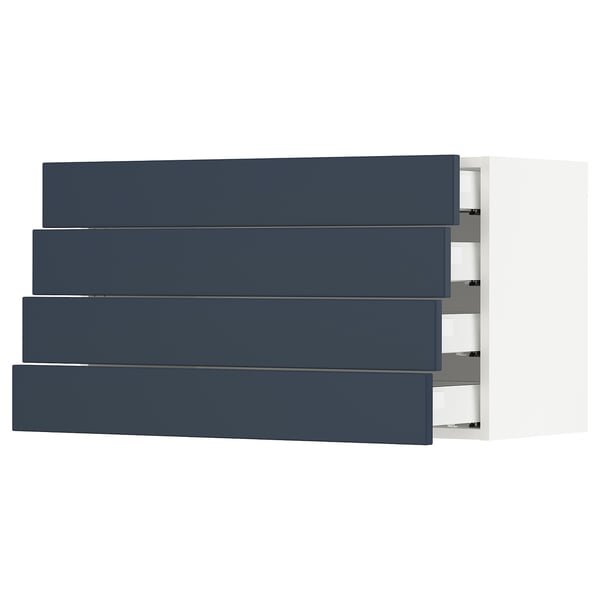 SEKTION / MAXIMERA Wall cabinet with 4 drawers, white Axstad/matte blue, 36x15x20 "