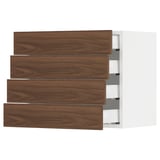 SEKTION / MAXIMERA Wall cabinet with 4 drawers, white Enköping/brown walnut effect, 24x15x20 "