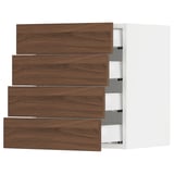 SEKTION / MAXIMERA Wall cabinet with 4 drawers, white Enköping/brown walnut effect, 18x15x20 "