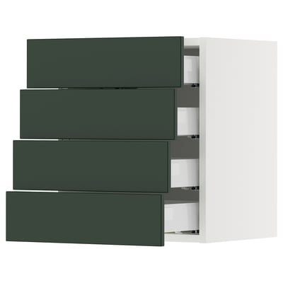 SEKTION / MAXIMERA Wall cabinet with 4 drawers, white/Havstorp deep green, 18x15x20 "