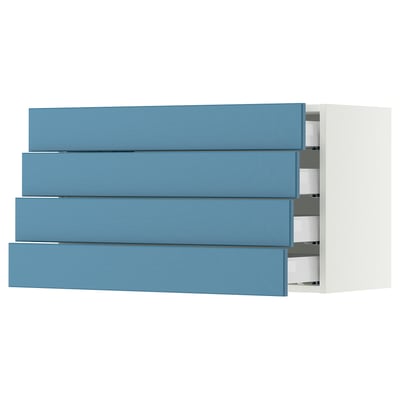 SEKTION / MAXIMERA Wall cabinet with 4 drawers, white/Lerhyttan blue, 36x15x20 "