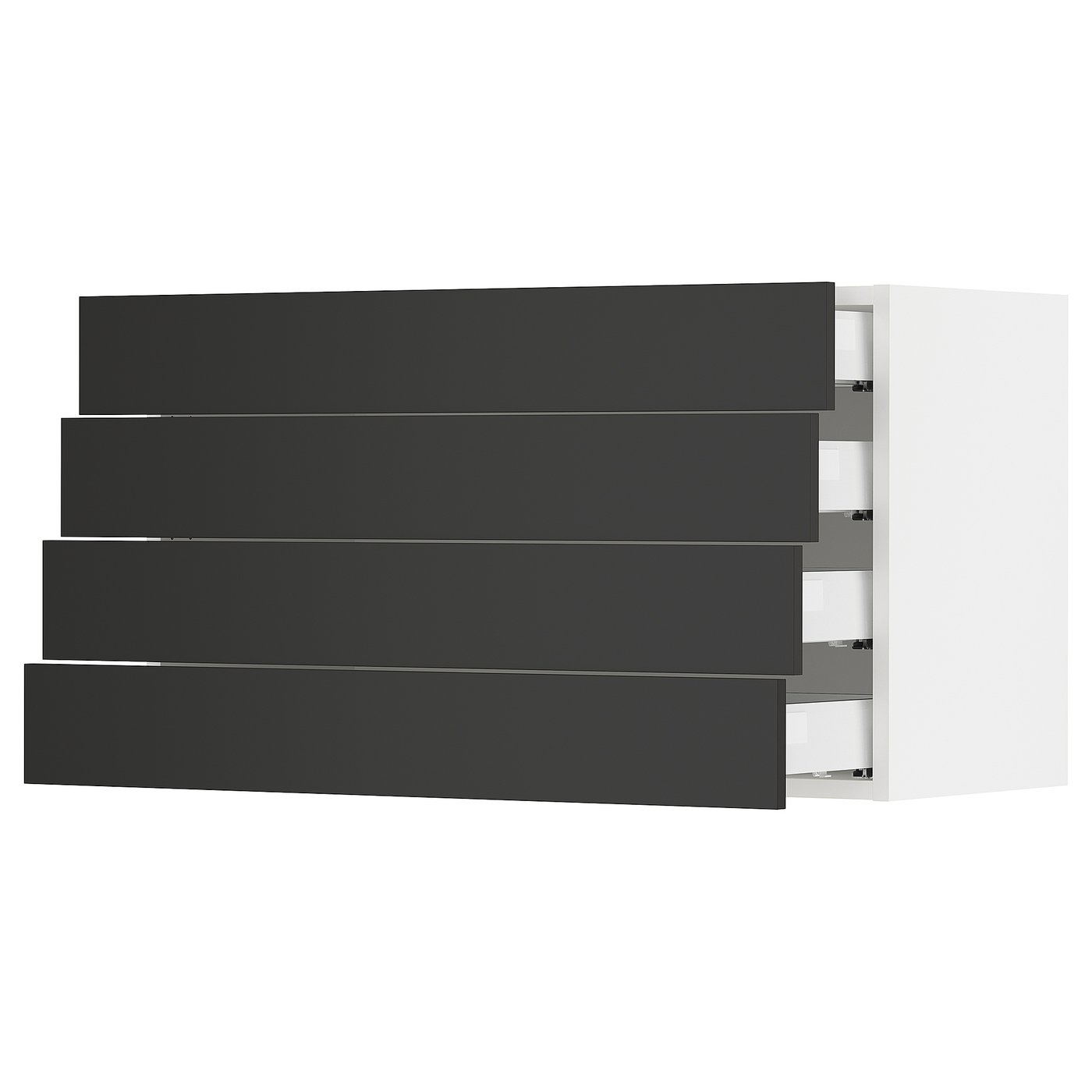 SEKTION / MAXIMERA, Wall cabinet with 4 drawers, white/Nickebo matt anthracite
