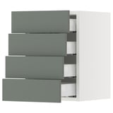 SEKTION / MAXIMERA Wall cabinet with 4 drawers, white/Nickebo matt grey-green, 15x15x20 "